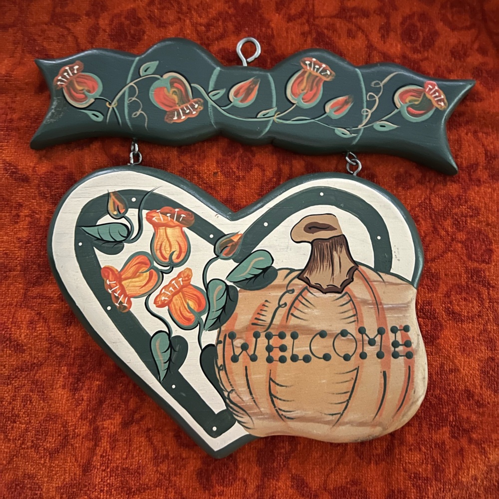 Vintage Handmade Welcome Pumpkin Sign